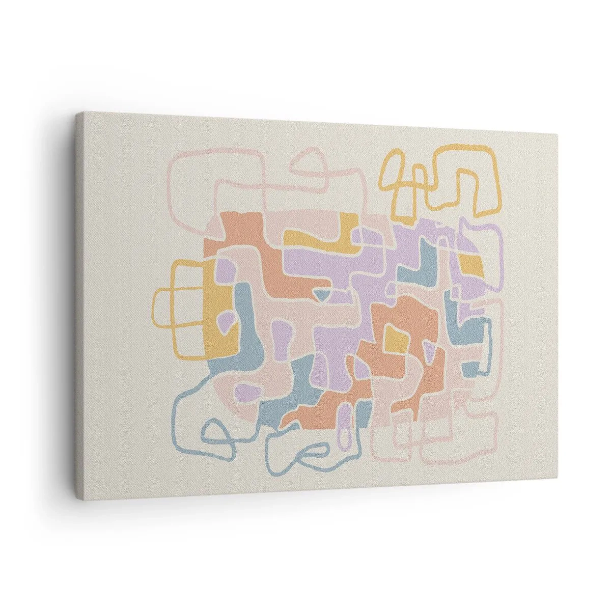 Quadro su tela - Stampe su Tela - Linee astratte pastello che creano motivi geometrici - 70x50cm - Labirinto: avventura gioiosa - Decorazione murale moderna per soggiorno e camera da letto ARTTOR