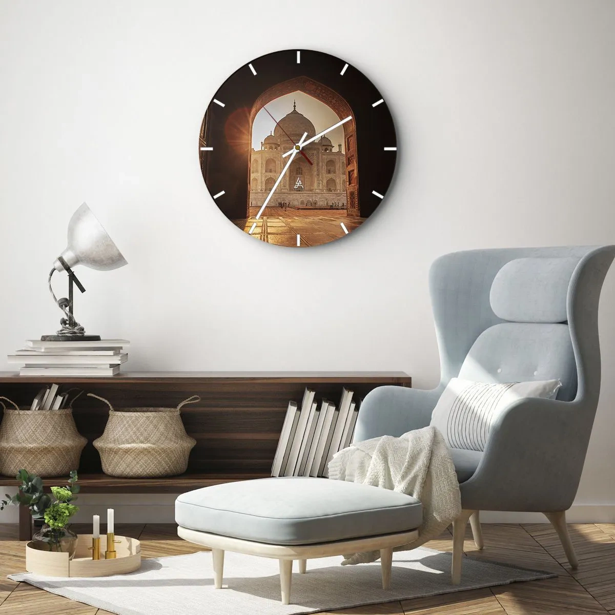 Orologio da parete - Orologio in Vetro - Un edificio storico alla luce del sole visto attraverso un arco - 30x30cm - Monumento all'amore ultraterreno - Decorazione murale moderna per soggiorno, cucina e camera da letto ARTTOR