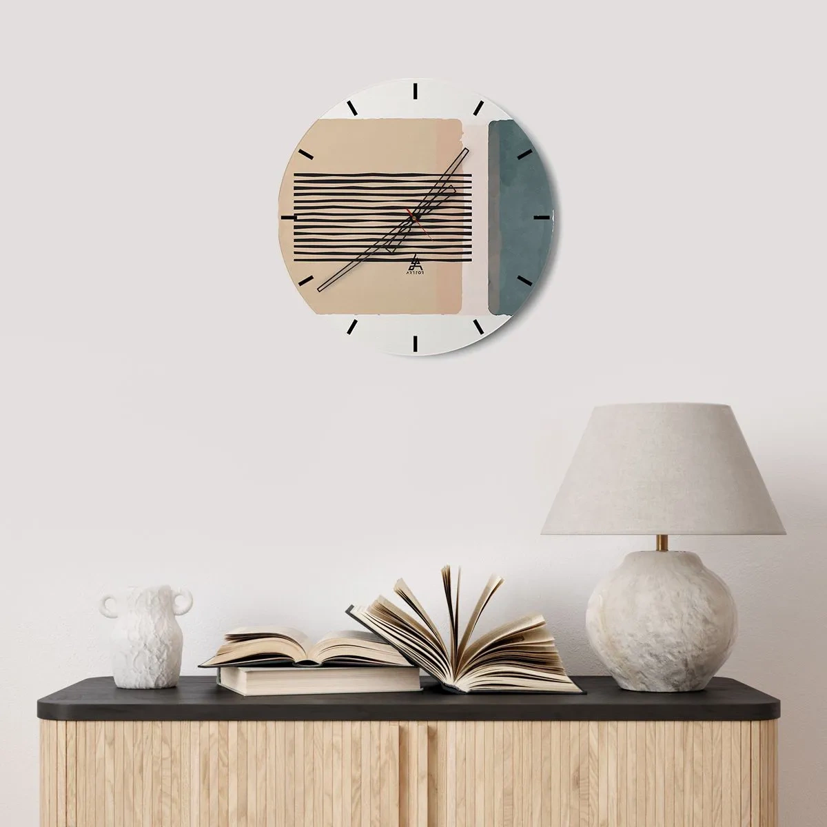 Orologio da parete - Orologio in Vetro - Fiori in stile inglese nelle tonalità del bianco, rosa e viola - 30x30cm - Tutto a posto - Decorazione murale moderna per soggiorno, cucina e camera da letto ARTTOR