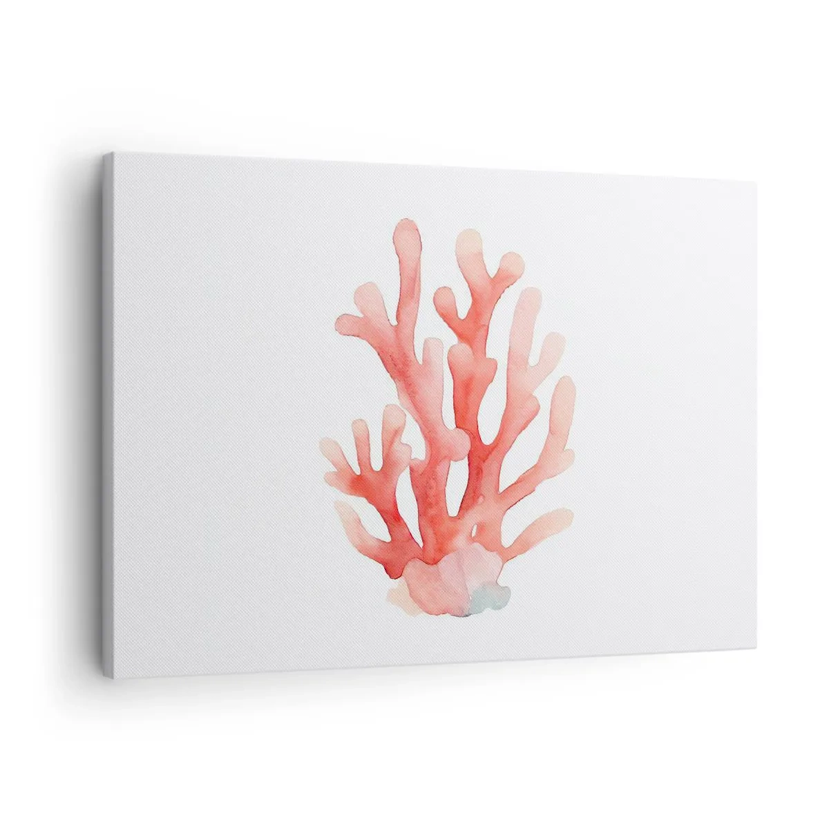 Quadro su tela - Stampe su Tela - Una sottile illustrazione di corallo in tonalità pastello - 70x50cm - Corallo color corallo - Decorazione murale moderna per soggiorno e camera da letto ARTTOR