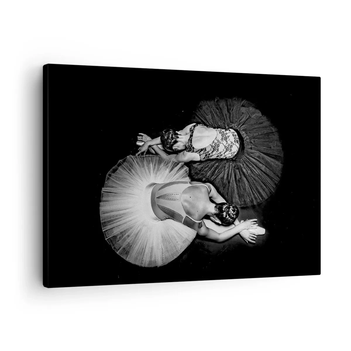 Quadro su tela - Stampe su Tela - Un'immagine in bianco e nero di due ballerine in una posa dinamica. - 70x50cm - Yin e yang - equilibrio ideale - Decorazione murale moderna per soggiorno e camera da letto ARTTOR