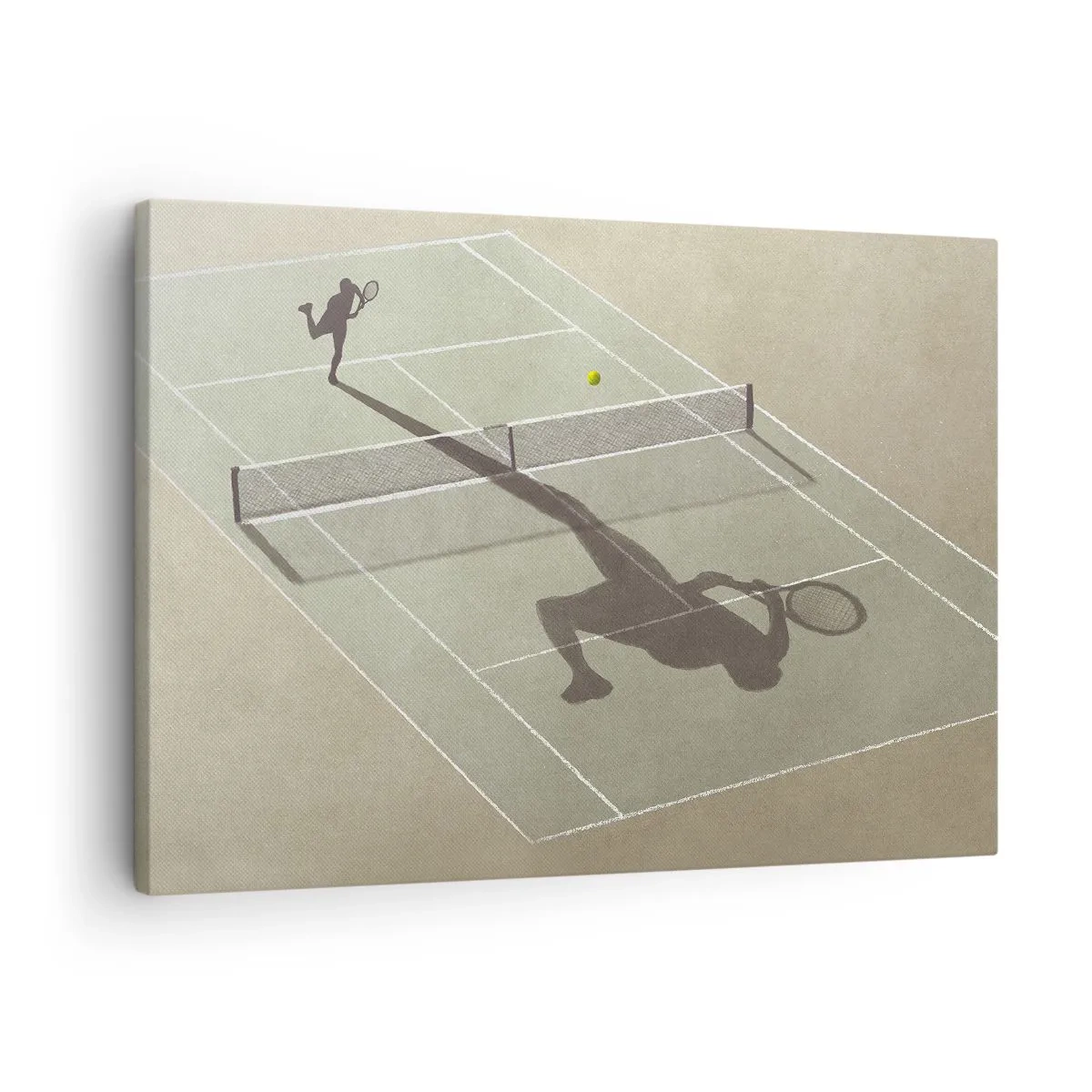 Quadro su tela - Stampe su Tela - L'ombra di un tennista sul campo durante una partita di tennis - 70x50cm - Sconfiggere se stesso - Decorazione murale moderna per soggiorno e camera da letto ARTTOR