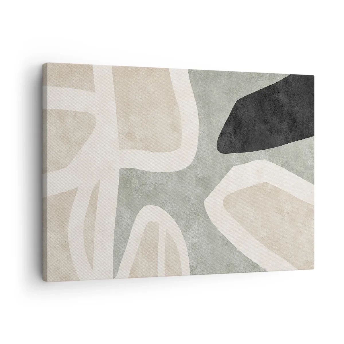 Quadro su tela - Stampe su Tela - Forme astratte in colori tenui - 70x50cm - Composizione con motivi in nero - Decorazione murale moderna per soggiorno e camera da letto ARTTOR