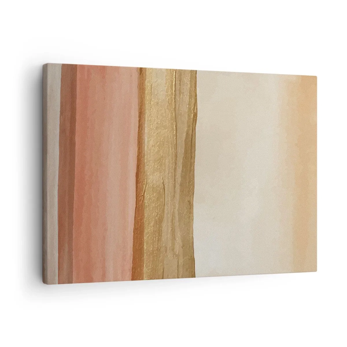 Quadro su tela - Stampe su Tela - Strisce astratte nei toni del beige, oro e rosa su tela - 70x50cm - Composizione verticale - Decorazione murale moderna per soggiorno e camera da letto ARTTOR