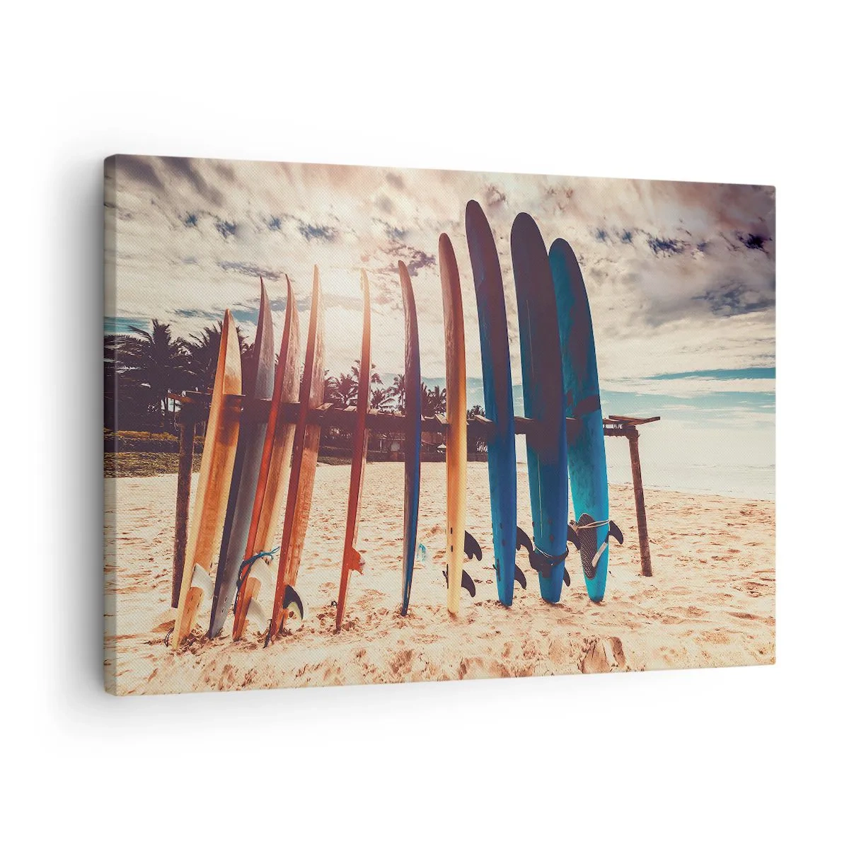 Quadro su tela - Stampe su Tela - Tavole da surf sulla spiaggia al tramonto - 70x50cm - Buonanotte, a domani - Decorazione murale moderna per soggiorno e camera da letto ARTTOR