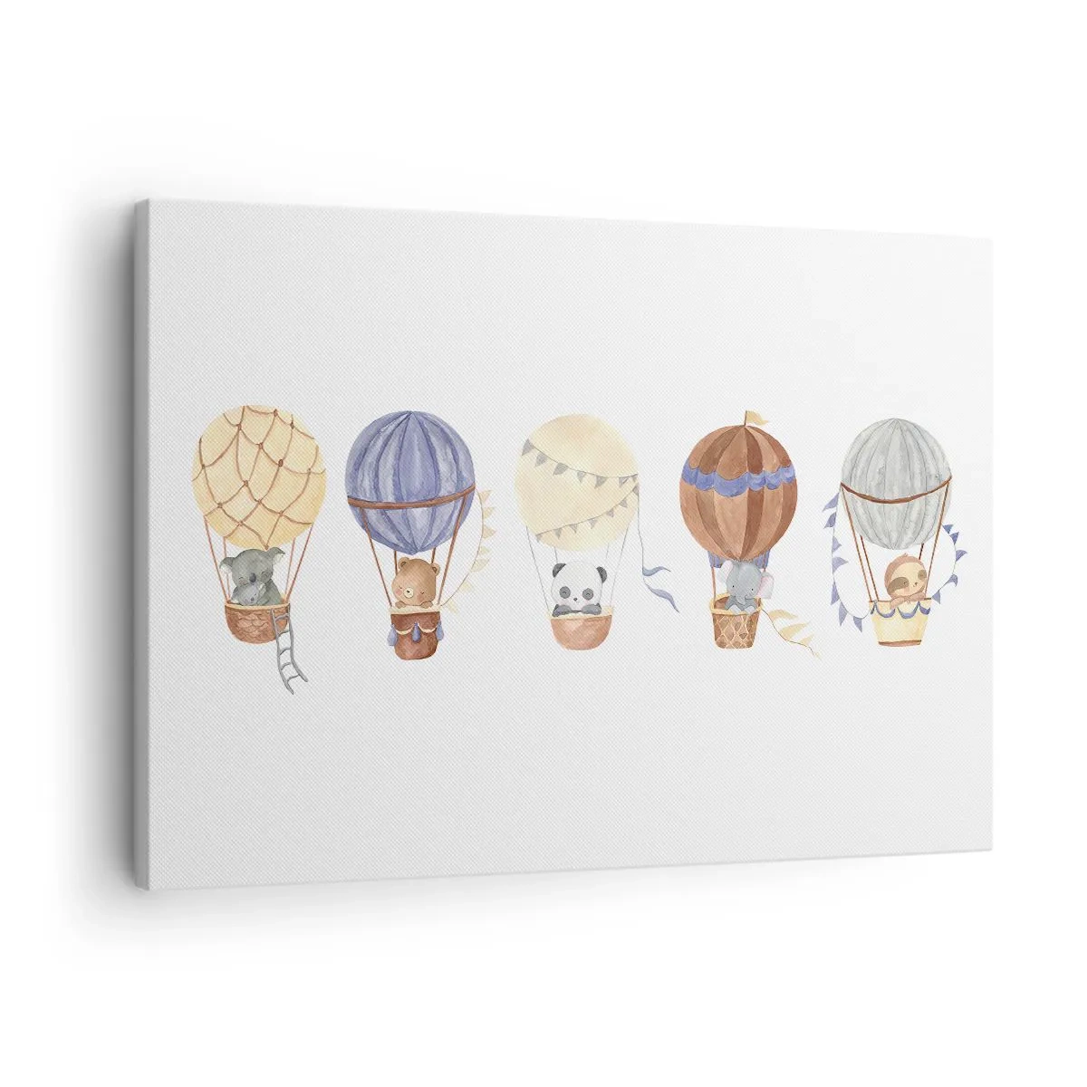 Quadro su tela - Stampe su Tela - Simpatici animali in palloncini su sfondo bianco - 70x50cm - Amici in viaggio - Decorazione murale moderna per soggiorno e camera da letto ARTTOR