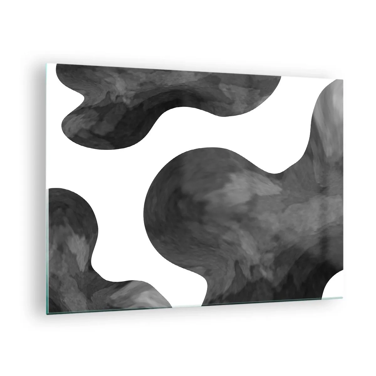 Quadro su vetro - Forme astratte nei toni del bianco e del nero - 70x50cm - Via Lattea - Decorazione murale moderna per soggiorno e camera da letto ARTTOR