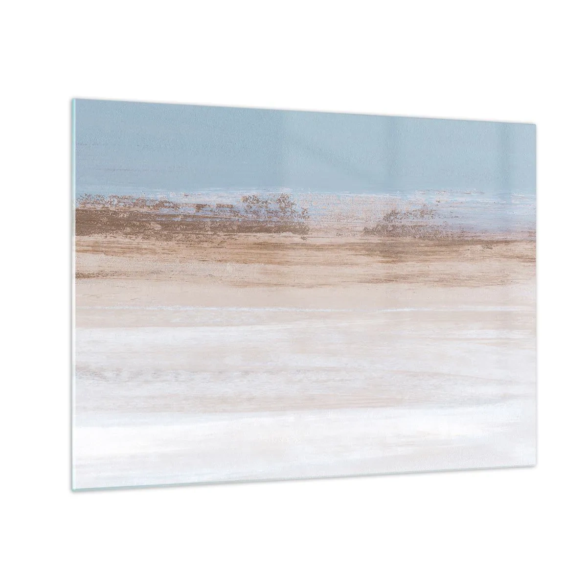Quadro su vetro - Paesaggio astratto con cielo e terra pastello - 70x50cm - Paesaggio incerto - Decorazione murale moderna per soggiorno e camera da letto ARTTOR