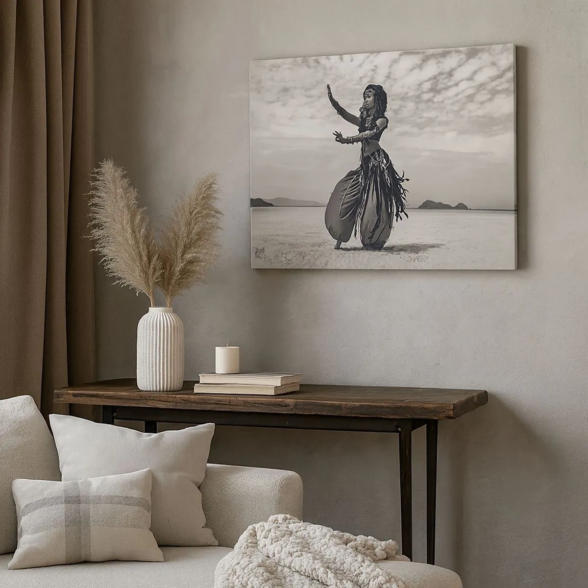 Quadro su tela - Stampe su Tela - Ballerina esotica sullo sfondo del deserto - 70x50cm - Il ballo delle isole del sud - Decorazione murale moderna per soggiorno e camera da letto ARTTOR