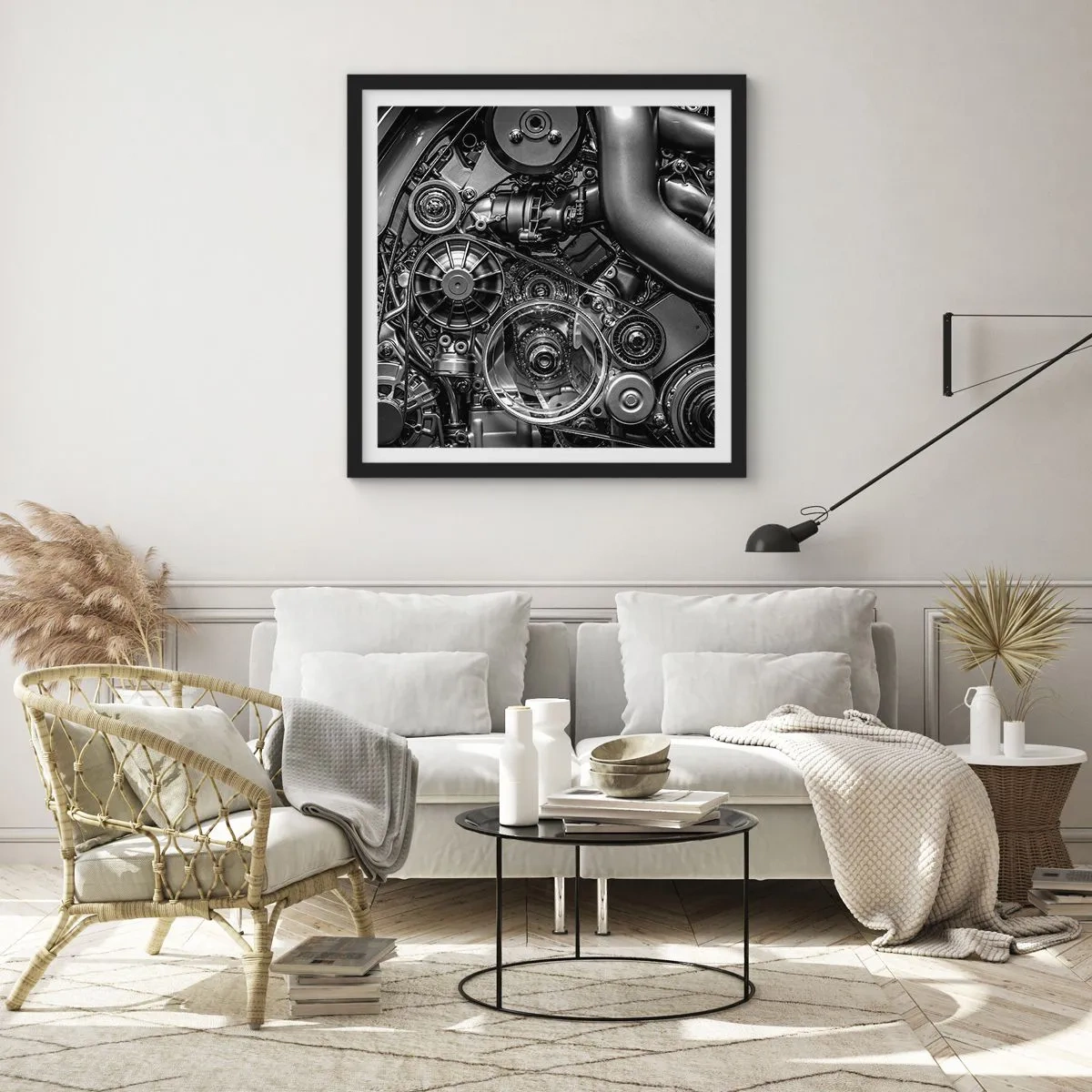 Poster in cornice nera - La poesia della meccanica - 30x30 cm