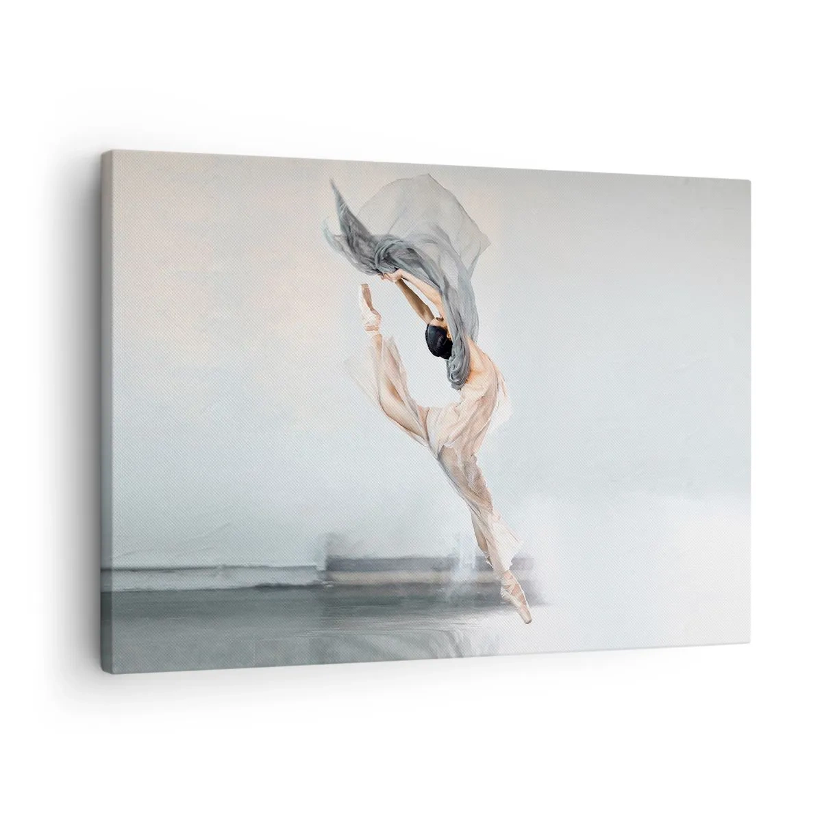 Quadro su tela - Stampe su Tela - Una ballerina in movimento dinamico su uno sfondo chiaro - 70x50cm - Nell'estasi della danza - Decorazione murale moderna per soggiorno e camera da letto ARTTOR